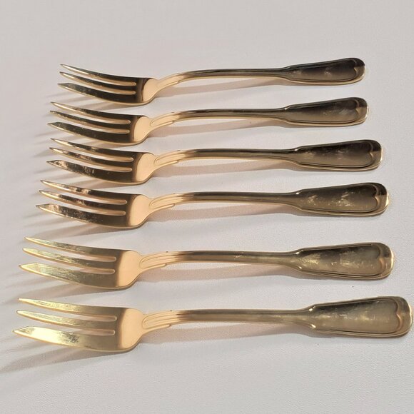 Vintage WMF Gold-Plated Dessert Forks – Elegant German Tableware (Set 6) - Picture 9 of 10